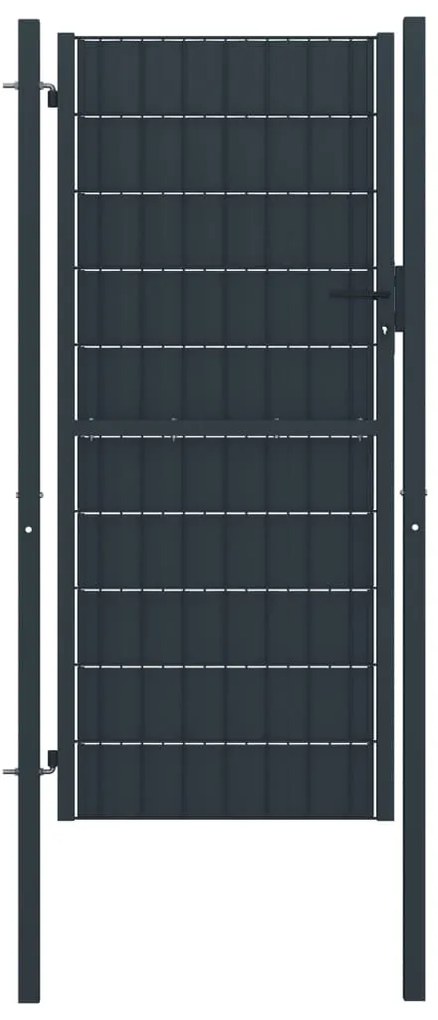 Πόρτα Περίφραξης Ανθρακί 100 x 204 εκ. από PVC / Ατσάλι 145236