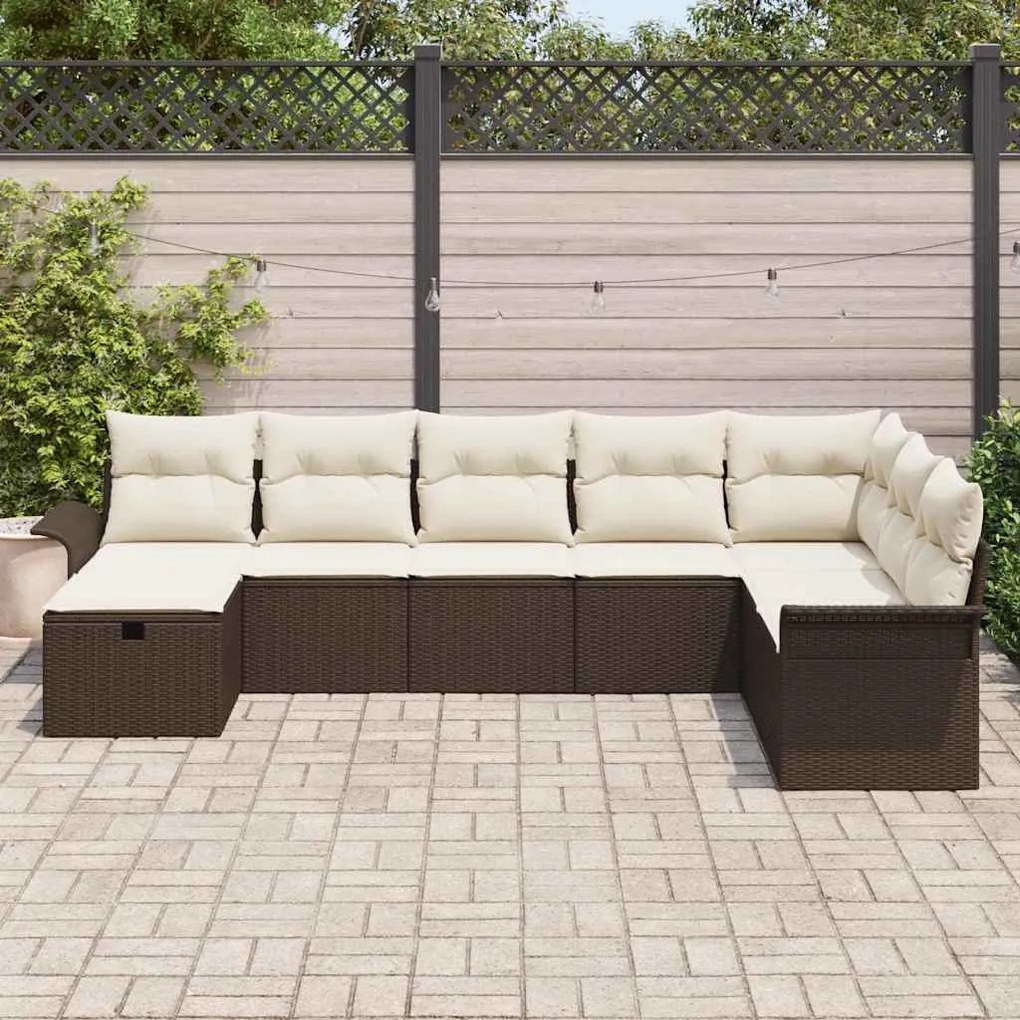 vidaXL Σετ Καναπέ Κήπου 8 pcs Καφέ και κρεμ 297.5 x 187.5 x 85 εκ