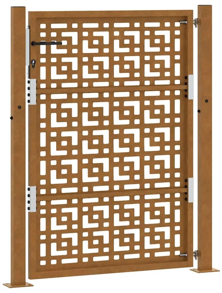 Πύλη κήπου 105x130 cm Σταυρός σχεδιασμού από διαβρωμένο χάλυβα - Καφέ