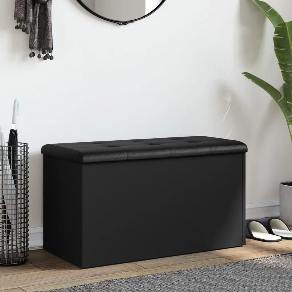 vidaXL Παγκάκι Αποθήκευσης Μαύρο 82x42x45 εκ. από Επεξεργασμένο Ξύλο