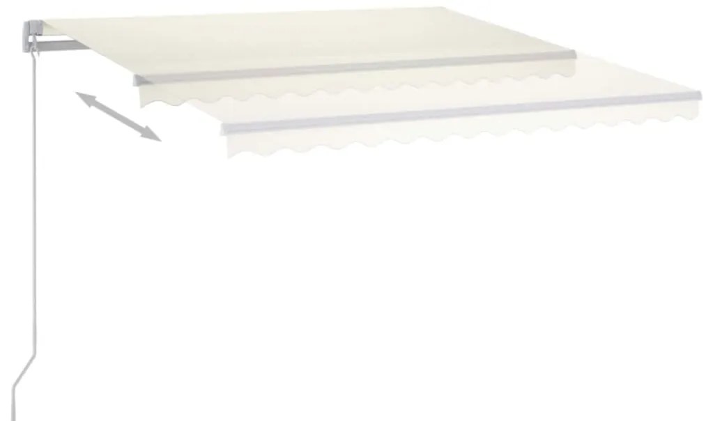 vidaXL Τέντα Συρόμενη Χειροκίνητη με LED Κρεμ 350 x 250 εκ.