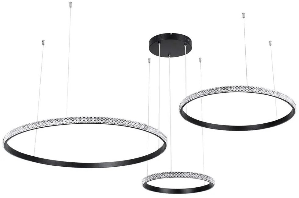 Φωτιστικό Οροφής Diamond Trio 61144 Led 120W Φ40-60-80cm Black GloboStar Αλουμίνιο