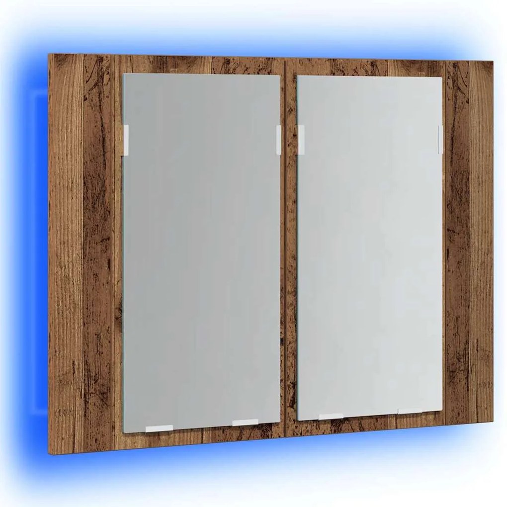 vidaXL Έπιπλο Καθρέφτη με LED Όψη Παλαιού Ξύλου 60x12x45εκ. Επεξ. Ξύλο