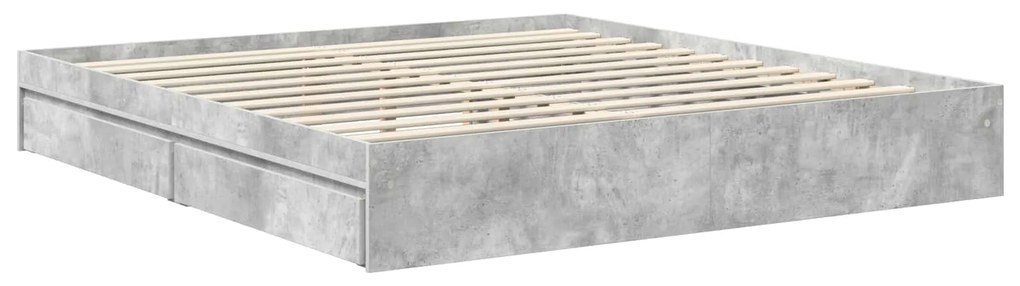 vidaXL Κρεβάτι Αποθήκης Σκυρόδεμα Γκρι 180 x 200 cm Επεξεργασμένο ξύλο