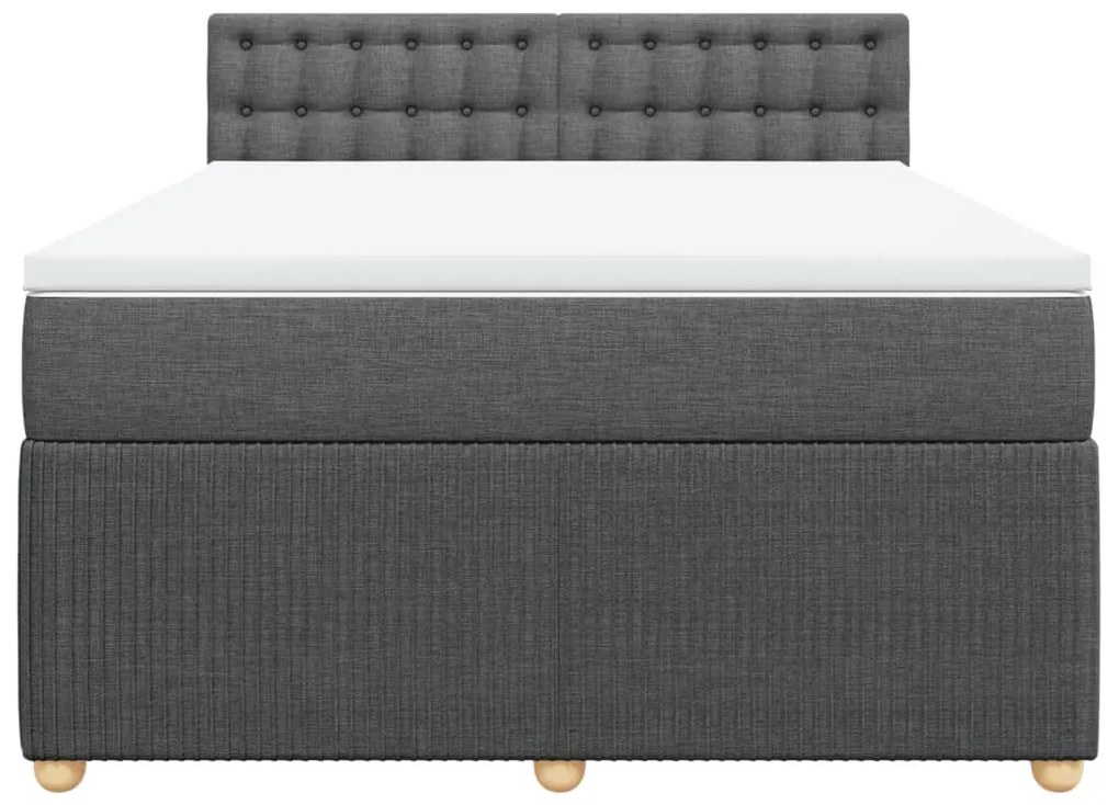 Κρεβάτι Boxspring με Στρώμα Σκούρο Γκρι 140x200 εκ Υφασμάτινο - Γκρι