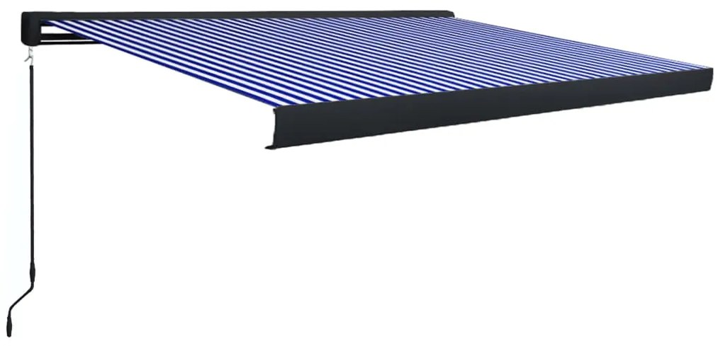 vidaXL Τέντα Κασετίνα Χειροκίνητη Μπλε / Λευκή 350 x 250 εκ.