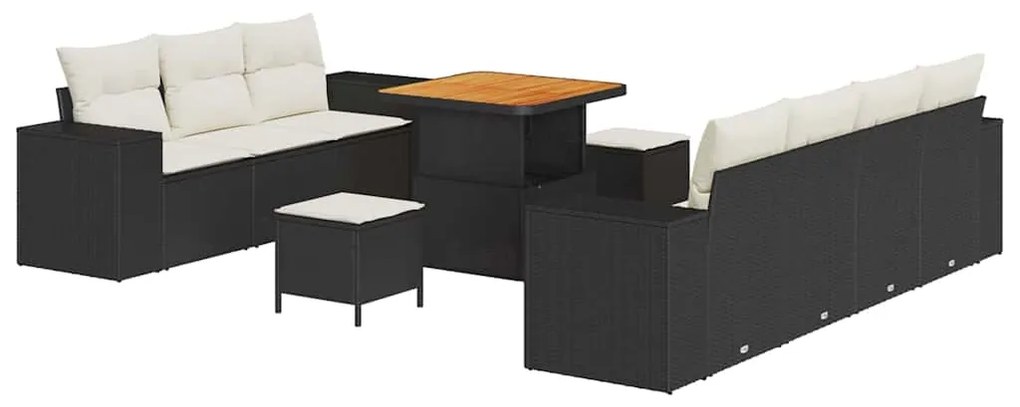 vidaXL Σετ Καναπέ Κήπου 10 pcs Μαύρο, Κρέμα 80 x 80 x 71 cm