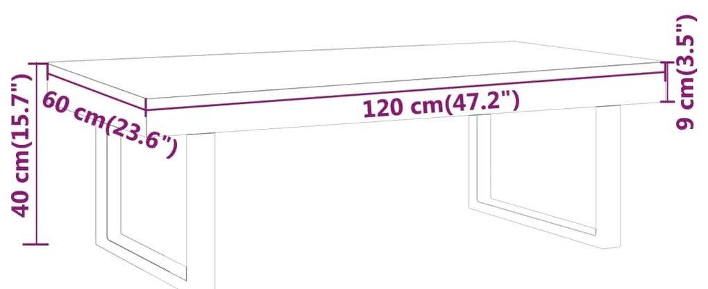 Τραπεζάκι Σαλονιού Αν. Καφέ/Μαύρο 120x60x40 εκ. από MDF/Σίδερο - Καφέ