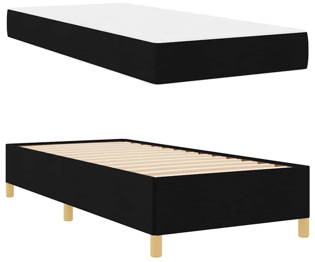 vidaXL Σκελετός Κρεβατιού με στρώμα Μαύρο 90 x 190 cm ύφασμα