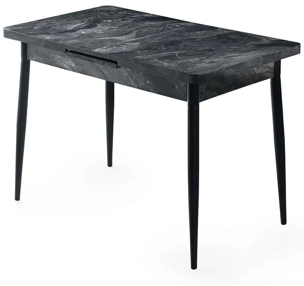 Τραπέζι Επεκτεινόμενο Ay 974NMB1142 120/150x70x75cm Marble Effect Anthracite Μοριοσανίδα, Μέταλλο