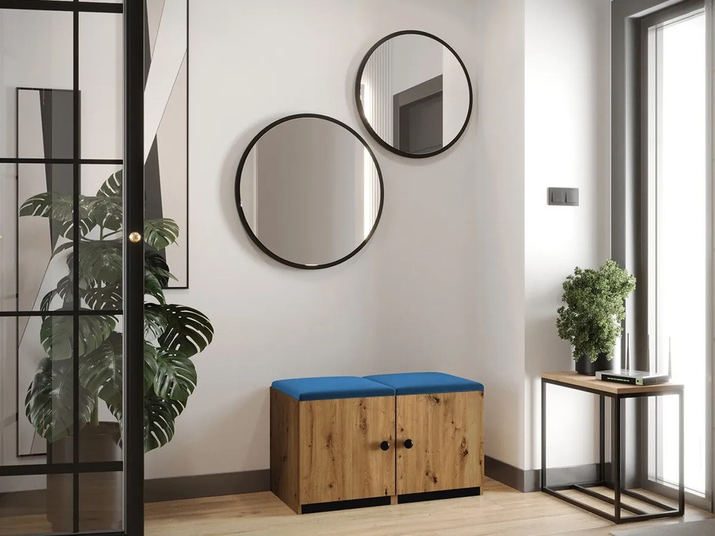 Σετ επίπλων Hartford E106, 84x44cm, 21 kg, Μαύρο, Artisan δρυς, Ταπισερί, Πλαστικοποιημένη μοριοσανίδα, Μεμονωμένα μέρη, Μπλε, Είδος βελούδου