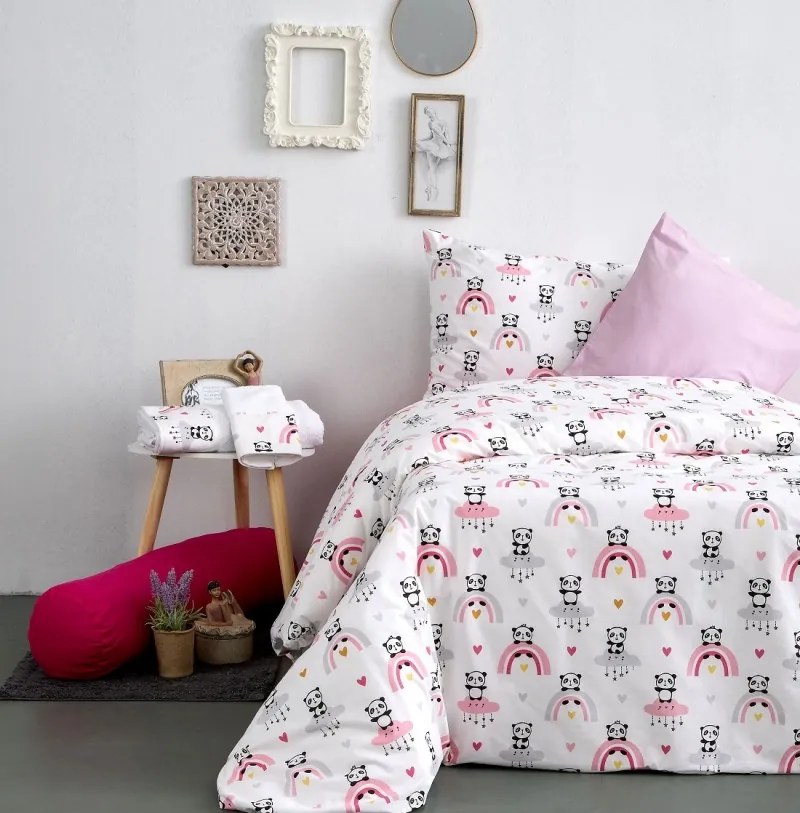 Κουβερλί Βαμβακερό Μονό 160x240εκ. Panda Pink SB HOME