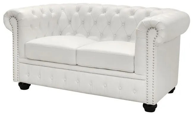 ΚΑΝΑΠΕΣ 2ΘΕΣΙΟΣ T.CHESTERFIELD  ΤΕΧΝΟΔΕΡΜΑ ΛΕΥΚΟ ΜΑΤ 155x90x73 εκ.