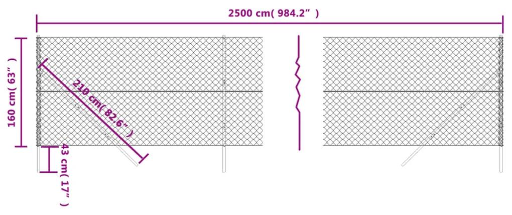 vidaXL Συρματόπλεγμα Περίφραξης Ανθρακί 1,6 x 25 μ.