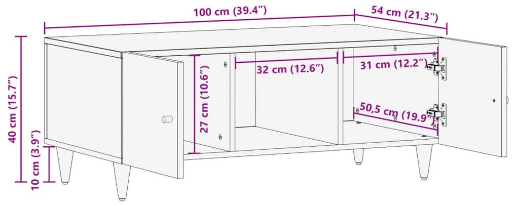 ΤΡΑΠΕΖΑΚΙ ΣΑΛΟΝΙΟΥ 100 X 54 X 40 ΕΚ. ΑΠΟ ΜΑΣΙΦ ΞΥΛΟ ΜΑΝΓΚΟ 358296