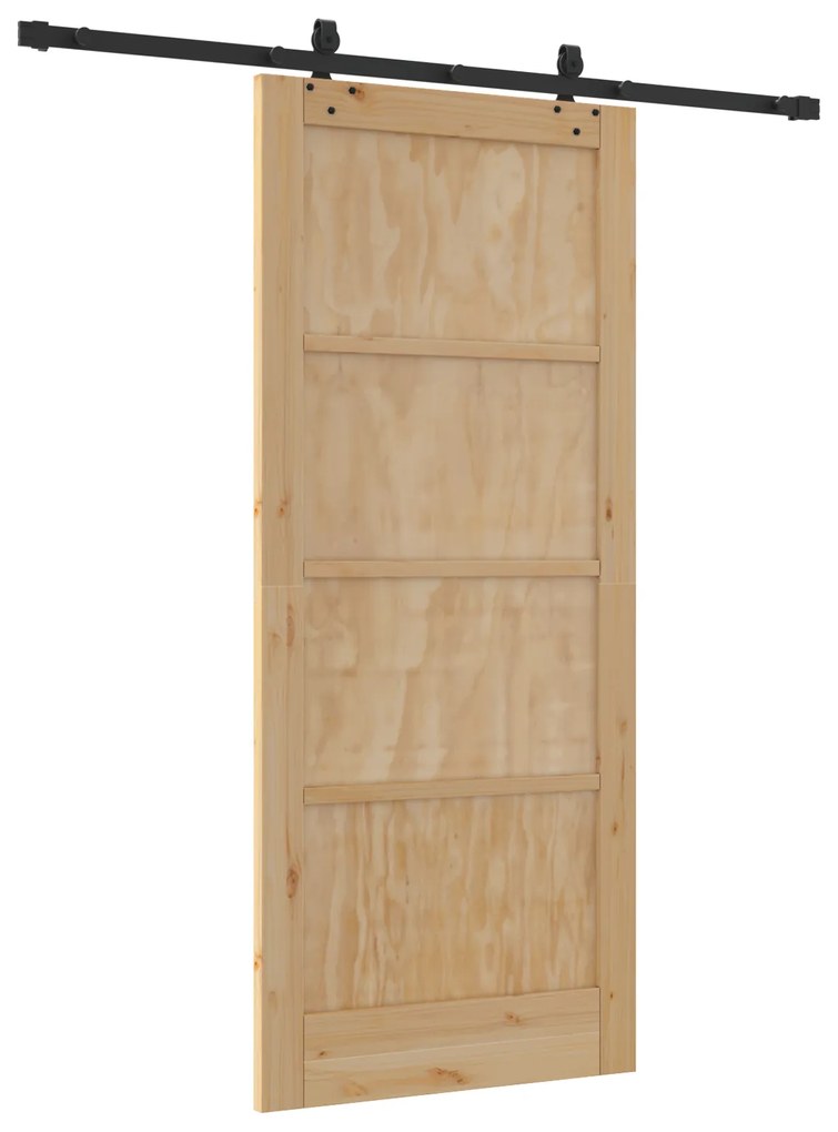 vidaXL Συρόμενη Πόρτα με Σετ Εξαρτημάτων 86x198.5 εκ. Μασίφ Ξύλο Πεύκου