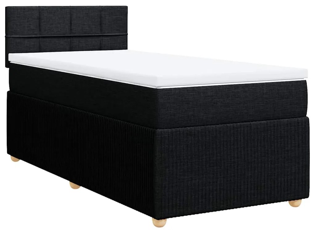 vidaXL Κρεβάτι Boxspring με Στρώμα Μαύρο 80 x 200 εκ. Υφασμάτινο