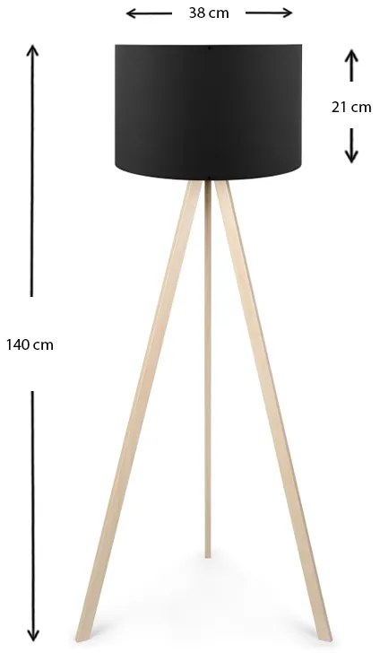 Φωτιστικό δαπέδου Rosling Megapap Mdf/ύφασμα/Pvc χρώμα φυσικό/μαύρο 38x21x140εκ.