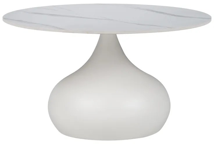 Intrahome Τραπέζι σαλονιού Kirkene intrahome sintered stone σε απόχρωση λευκό μαρμάρου με λευκό μέταλλο Φ70x40εκ | SKU: INTRAPA-130111389
