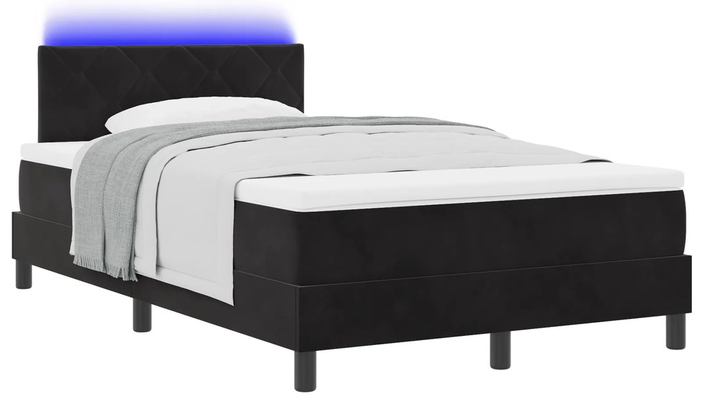 vidaXL Κρεβάτι με Στρώμα & LED Μαύρο 120x190 εκ Βελούδο