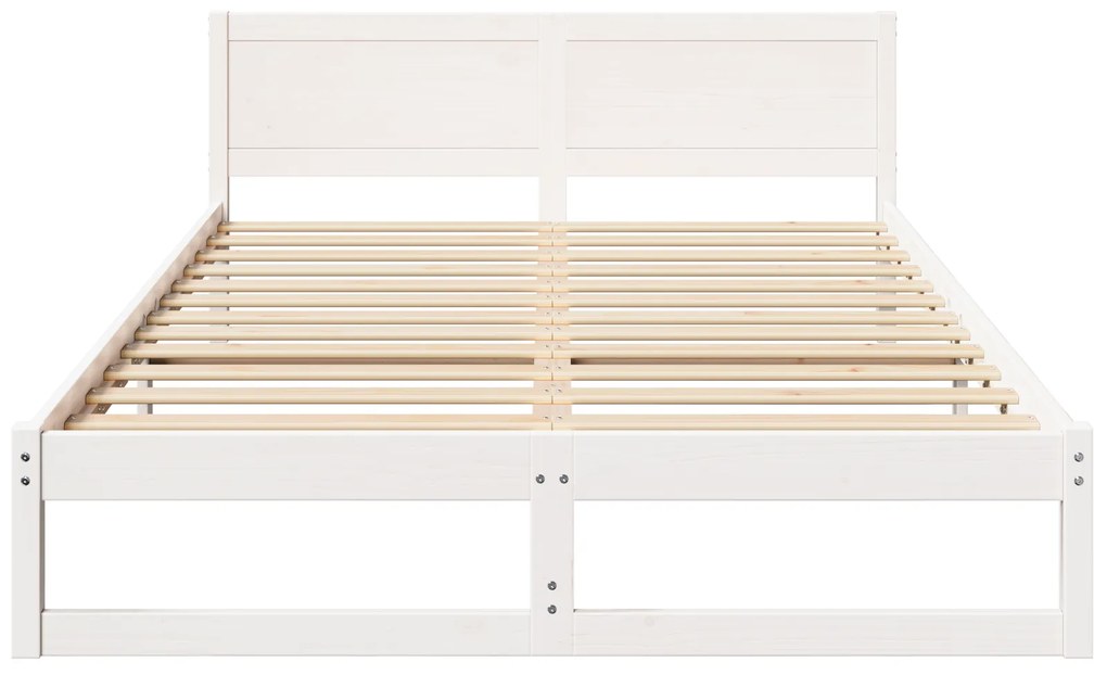 vidaXL Κρεβάτι Λευκό Μασίφ ξύλο πεύκου 140 x 200 εκ Κρεβάτι Ορθογώνιο