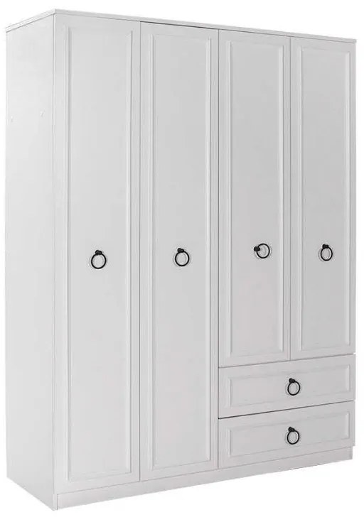 Megapap Ντουλάπα Ρούχων Hampton Τετράφυλλη Λευκό 140x52x185εκ.