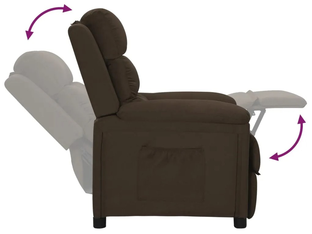 vidaXL Πολυθρόνα Ανακλινόμενη Σκούρο Καφέ Υφασμάτινη