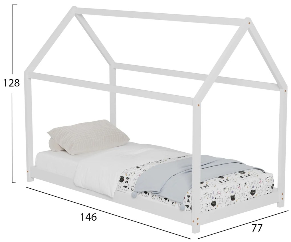 ΚΡΕΒΑΤΙ ΠΑΙΔΙΚΟ PEPE HM678.03 τ.MONTESSORI ΞΥΛΟ ΠΕΥΚΟ ΛΕΥΚΟ- 140x70εκ