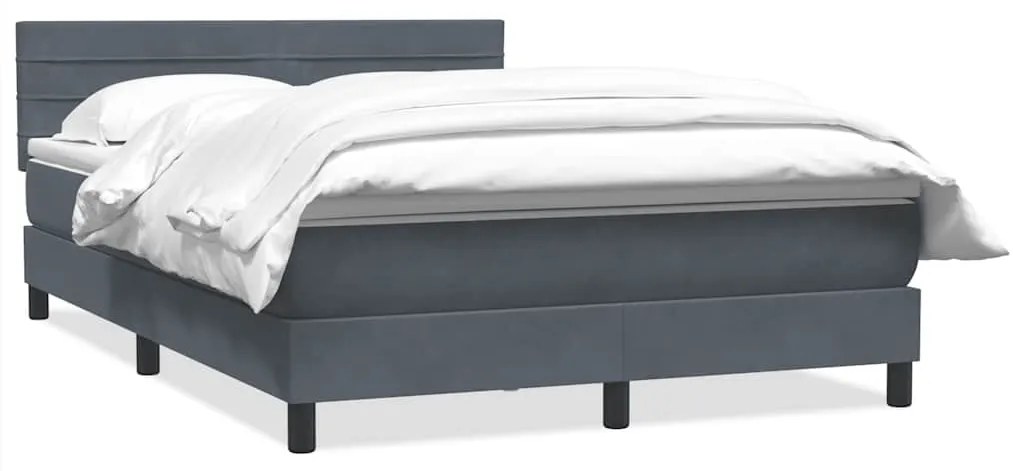 vidaXL Κρεβάτι Boxspring με Στρώμα Σκούρο Γκρι 140x210 εκ. Βελούδινο