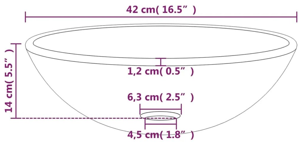 vidaXL Νιπτήρας Κόκκινος 42 x 14 εκ. από Ψημένο Γυαλί