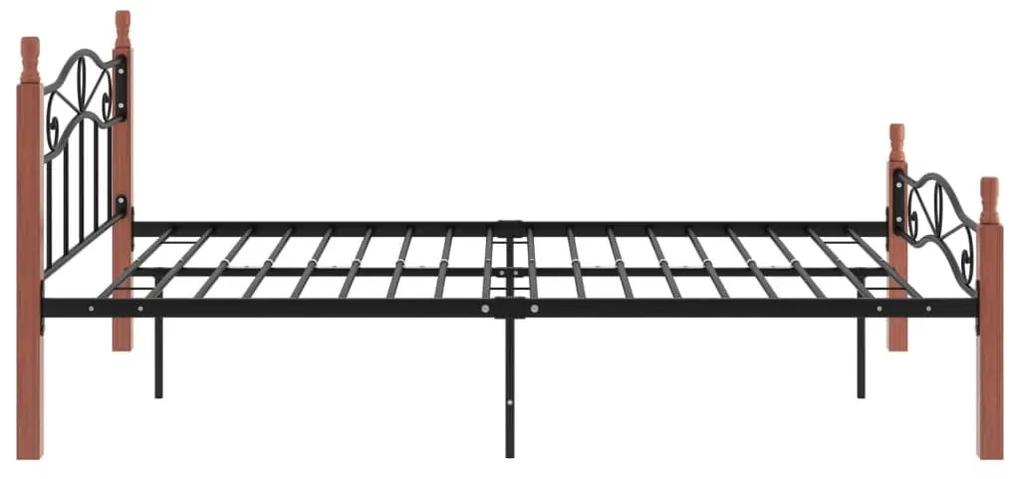 Πλαίσιο κρεβατιού μαύρο μεταλ./μασίφ ξύλο δρυς 120x200εκ - Μαύρο