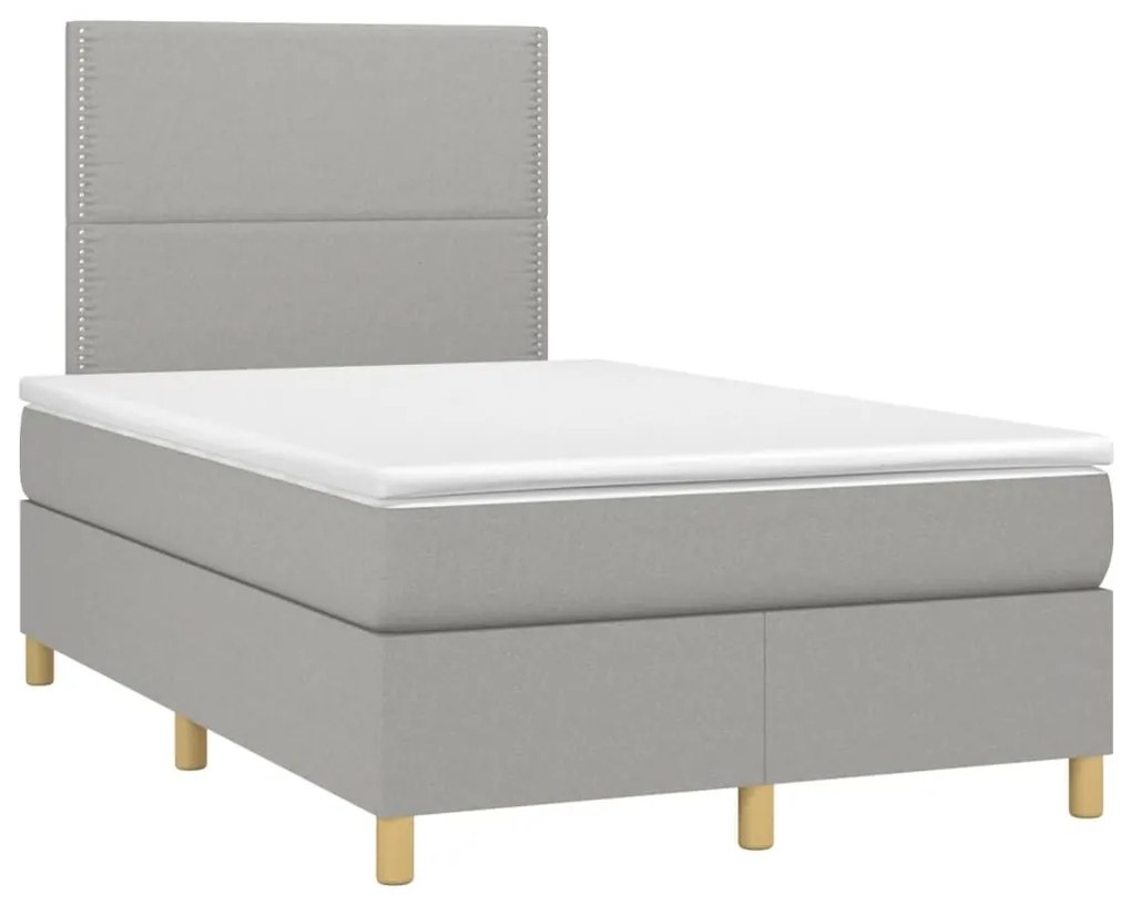 Κρεβάτι Boxspring με Στρώμα Ανοιχτό Γκρι 120x190 εκ. Υφασμάτινο - Γκρι