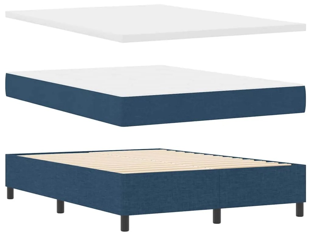 vidaXL Κρεβάτι με ελατήρια με στρώμα Μπλε 140 x 200 cm ύφασμα