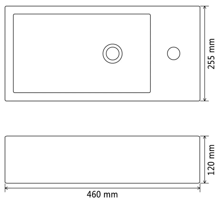 Νιπτήρας Ορθογώνιος Οπή Βρύσης Μαύρος 46x25,5x12 εκ. Κεραμικός - Μαύρο