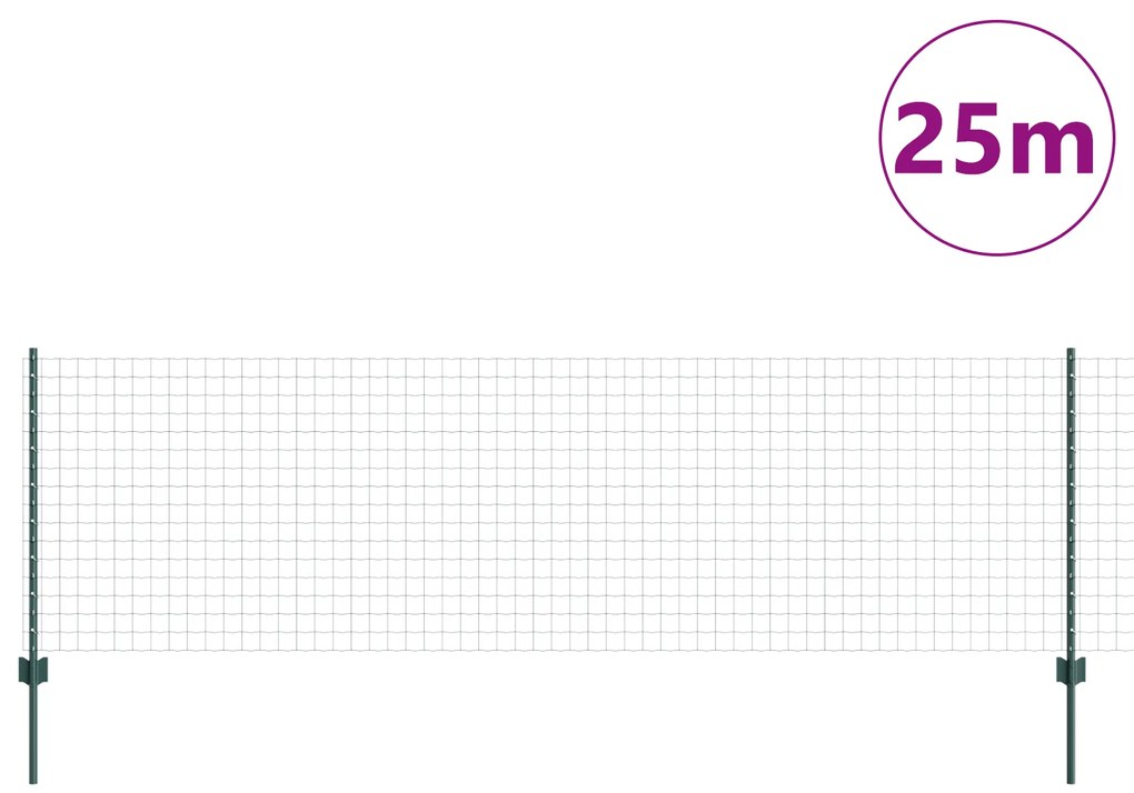 vidaXL Ευρωπαϊκός Φράκτης με 11 Υ Πόδια Πράσινος 0,8x25 μ Χάλυβας