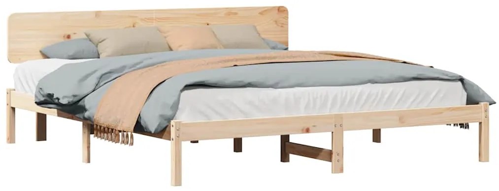 vidaXL Σκελετός Κρεβατιού Φυσικό 180 x 200 cm Μασίφ ξύλο πεύκου