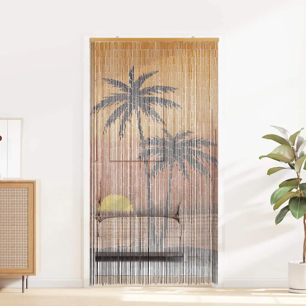 vidaXL Έντομο κουρτίνα πόρτας Palm Tree Print 100x220 cm Μπαμπού