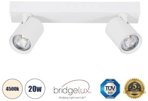 Σποτ Φωτιστικό Οροφής LED Downlight 20W Λευκό-Φυσικό 4500K LEONARDO 60347 Globostar-60347-Λευκό 60347