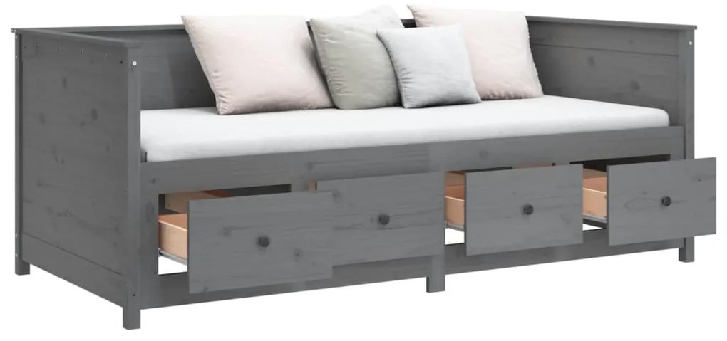 vidaXL 820387  Καναπές Κρεβάτι Γκρί 100 x 200εκ. από Μασίφ Ξύλο Πεύκου