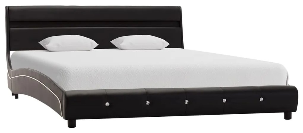 vidaXL Πλαίσιο Κρεβατιού με LED Μαύρο 140x200 εκ. από Συνθετικό Δέρμα