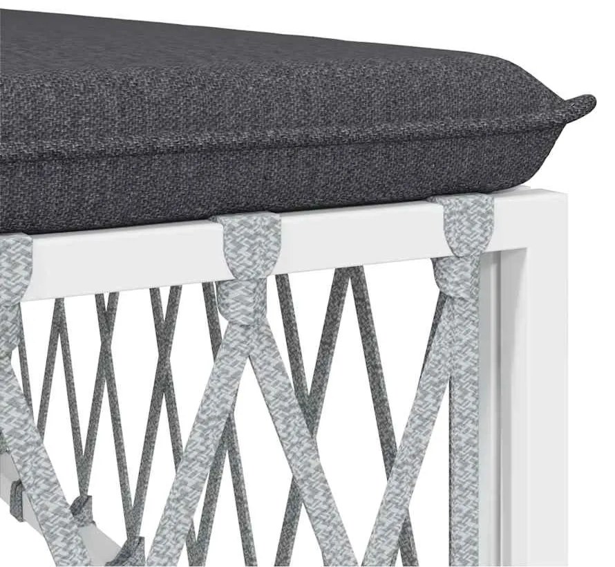 vidaXL Καναπές Κήπου Γωνιακός Λευκός από Πλεγμένο Ύφασμα με Μαξιλάρια