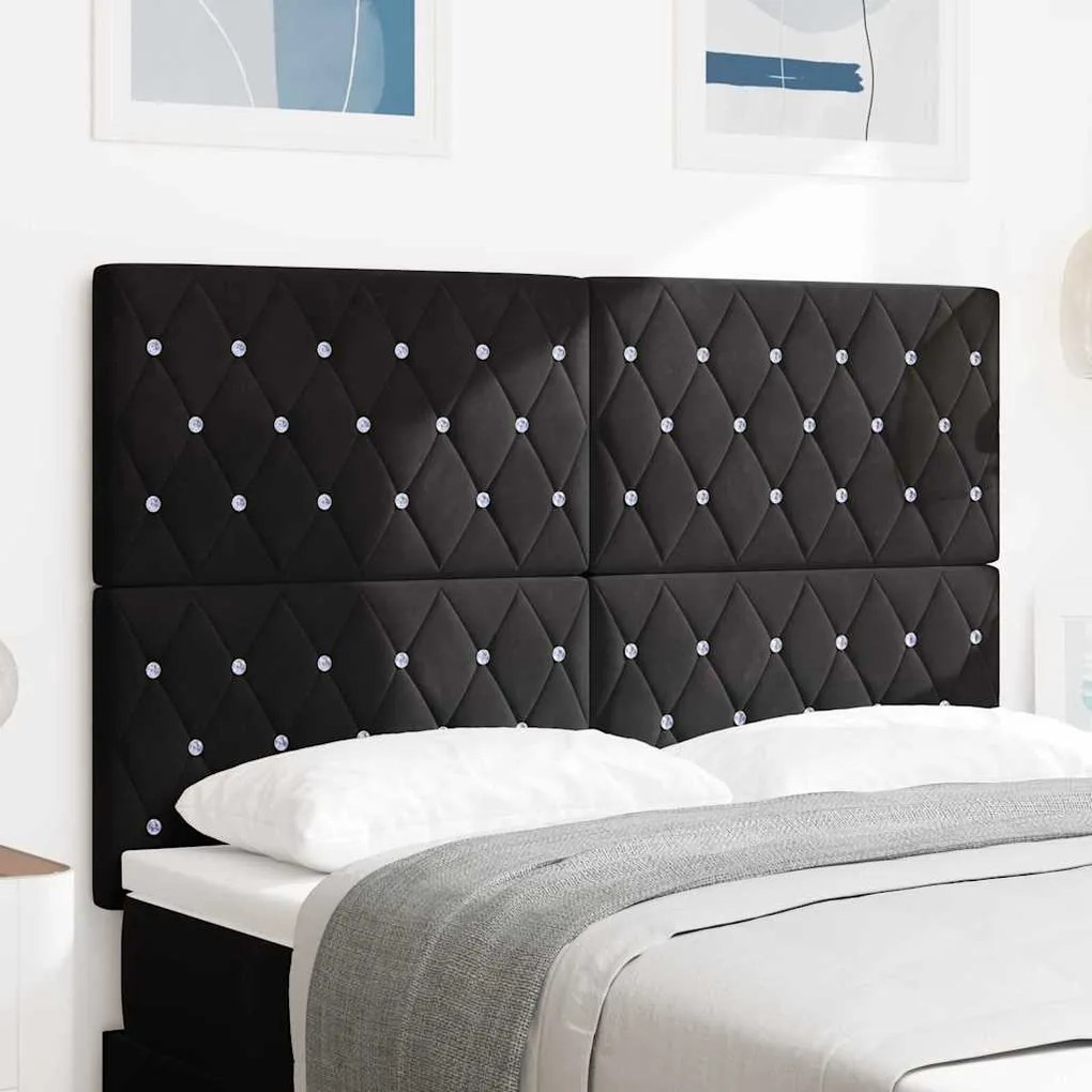 vidaXL LED Κεφαλαριά Μαύρη 80 εκ από Βελούδο