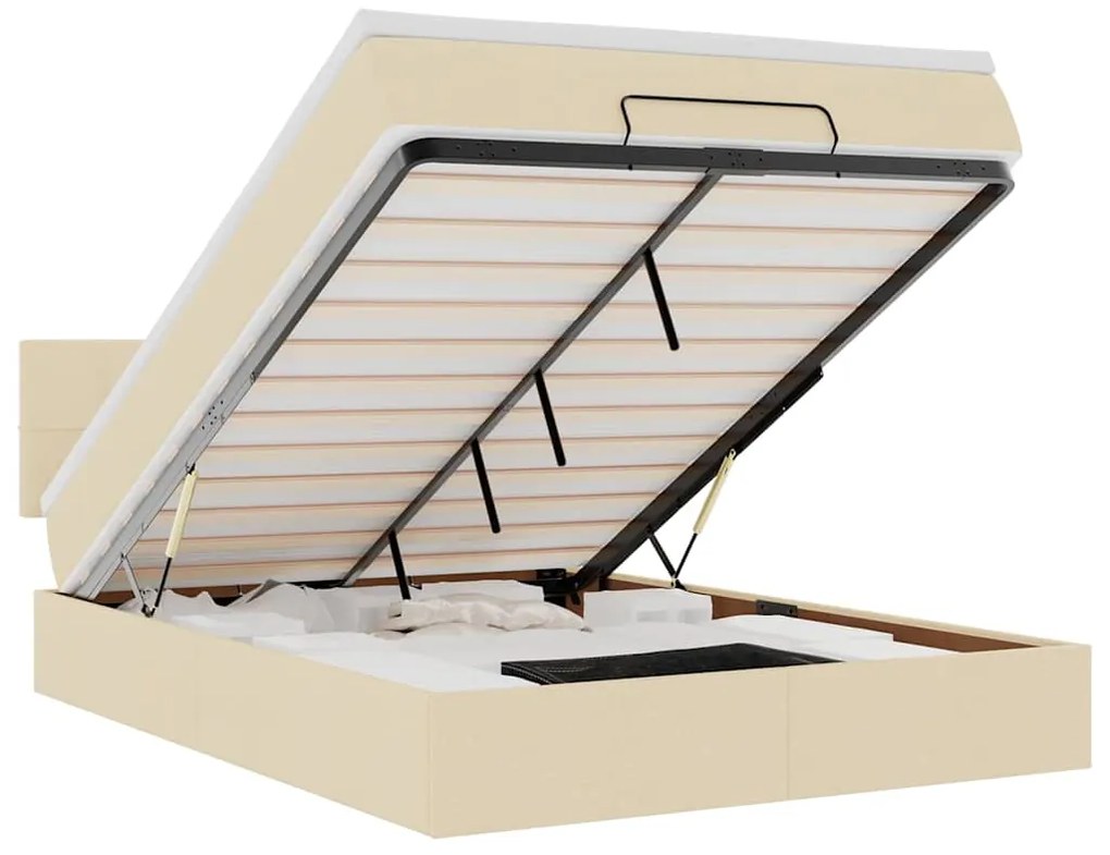 vidaXL Οθωμανικό κρεβάτι με στρώμα Cream 140x190cm ύφασμα