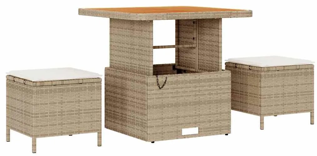 vidaXL Σετ Καναπέ Κήπου με μαξιλάρι 8 pcs Μπεζ Πολυ ράταν