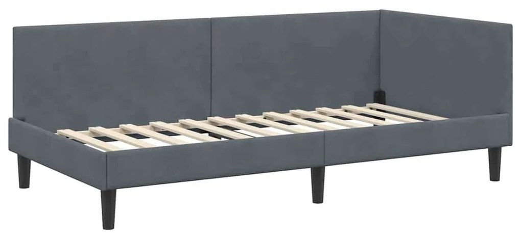 vidaXL Κρεβάτι Γωνίας με κεφαλάρι Σκούρο Γκρι 90 εκ x 200 εκ