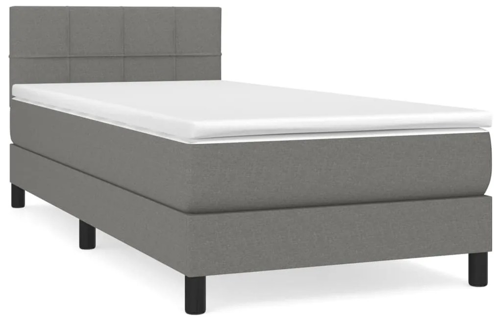 ΚΡΕΒΑΤΙ BOXSPRING ΜΕ ΣΤΡΩΜΑ ΣΚΟΥΡΟ ΓΚΡΙ 90X190 ΕΚ. ΥΦΑΣΜΑΤΙΝΟ 3140018