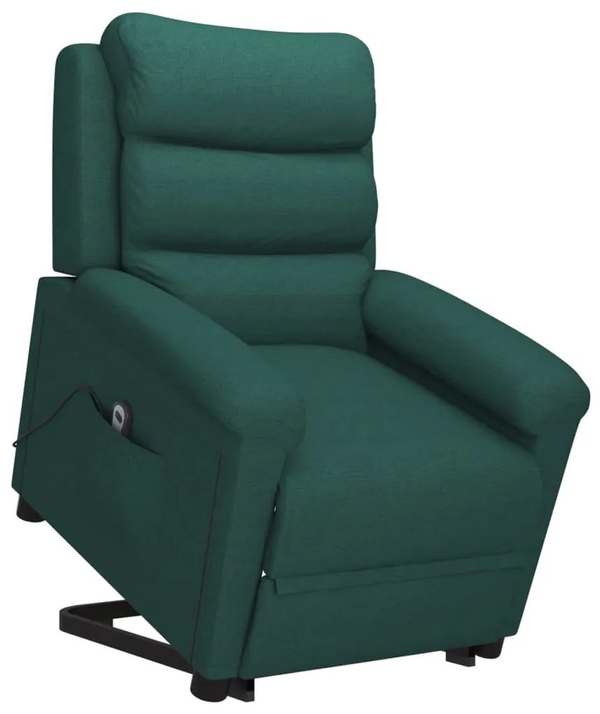 vidaXL Πολυθρόνα με Ανύψωση Σκούρο Πράσινη Υφασμάτινη