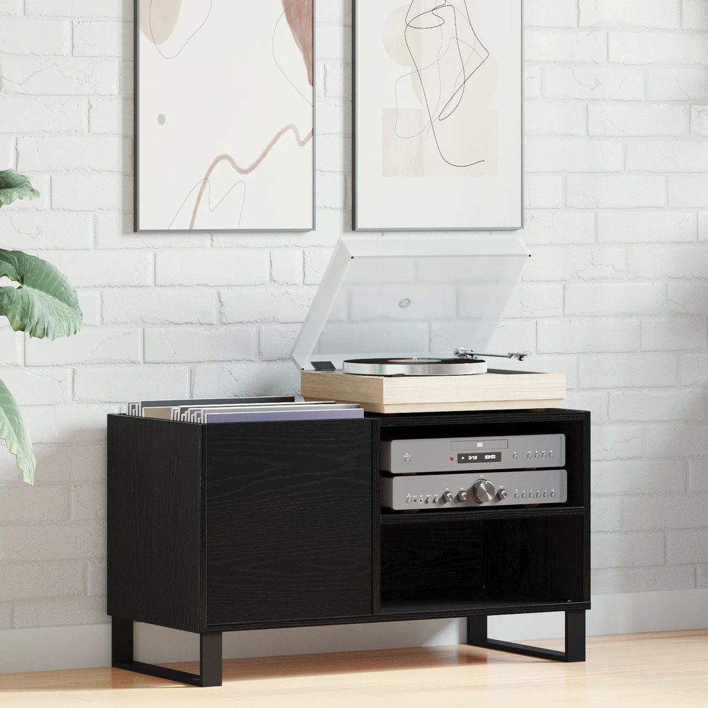 vidaXL Μαύρη Ντουλάπα Δίσκων από Σφένδαμο 84,5x38x48 εκ. Κατεργασμένο Ξύλο