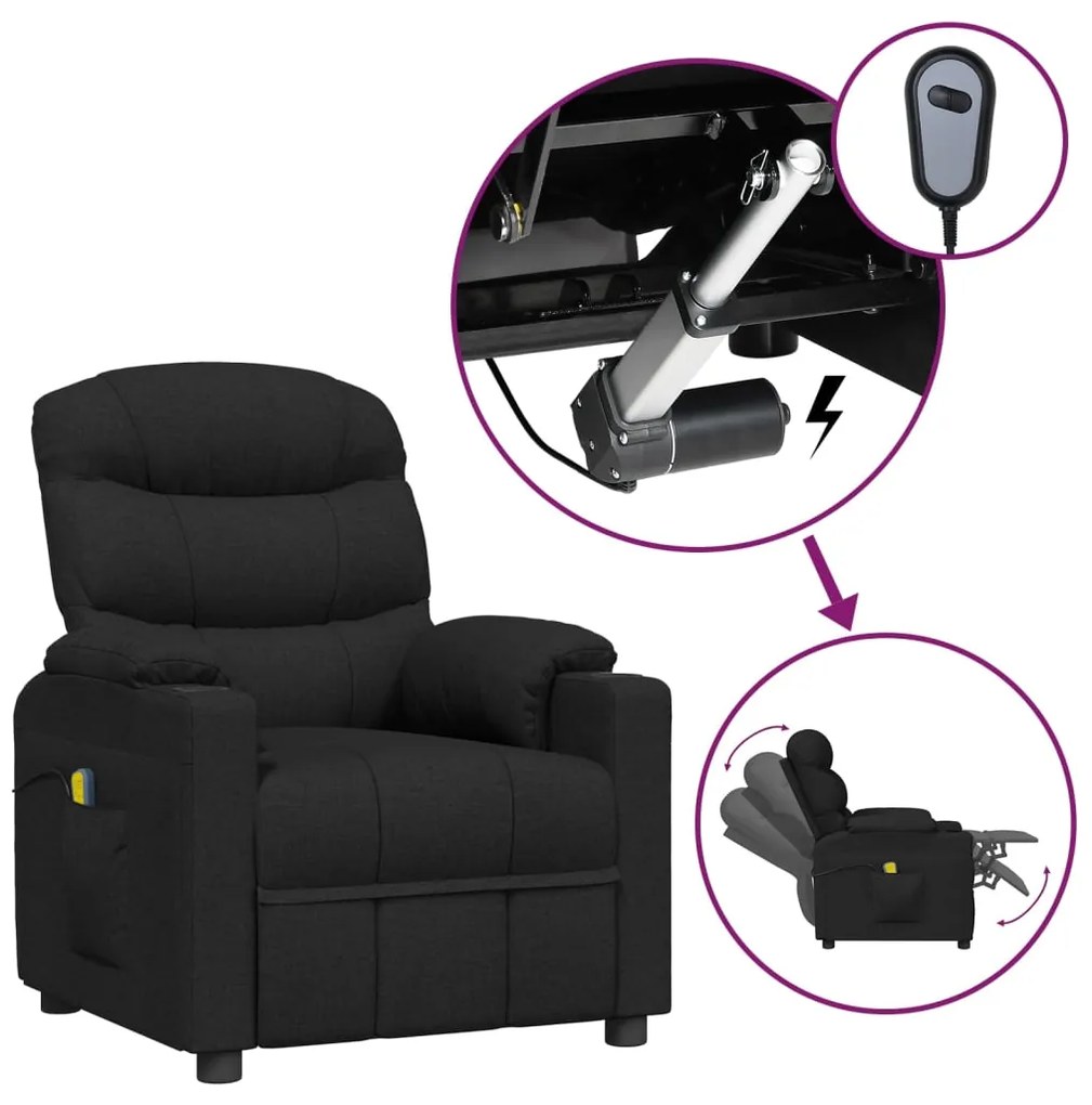 Πολυθρόνα Μασάζ Ηλεκτρική Μαύρη Υφασμάτινη