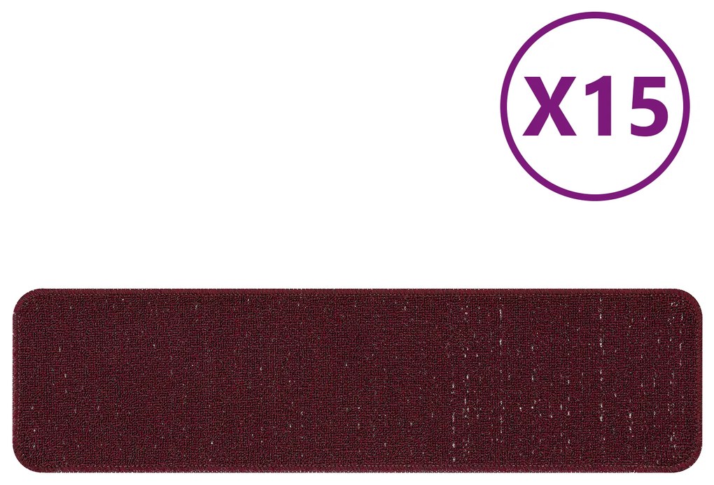vidaXL Προστατευτικά Σκαλοπατιών  με Βαμβακερή Υποστήριξη Μπορντό 20x75 εκ